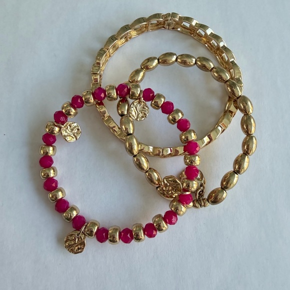 Lilly Pulitzer Jewelry - Lilly Pulitzer gold and pink 3 bracelet set